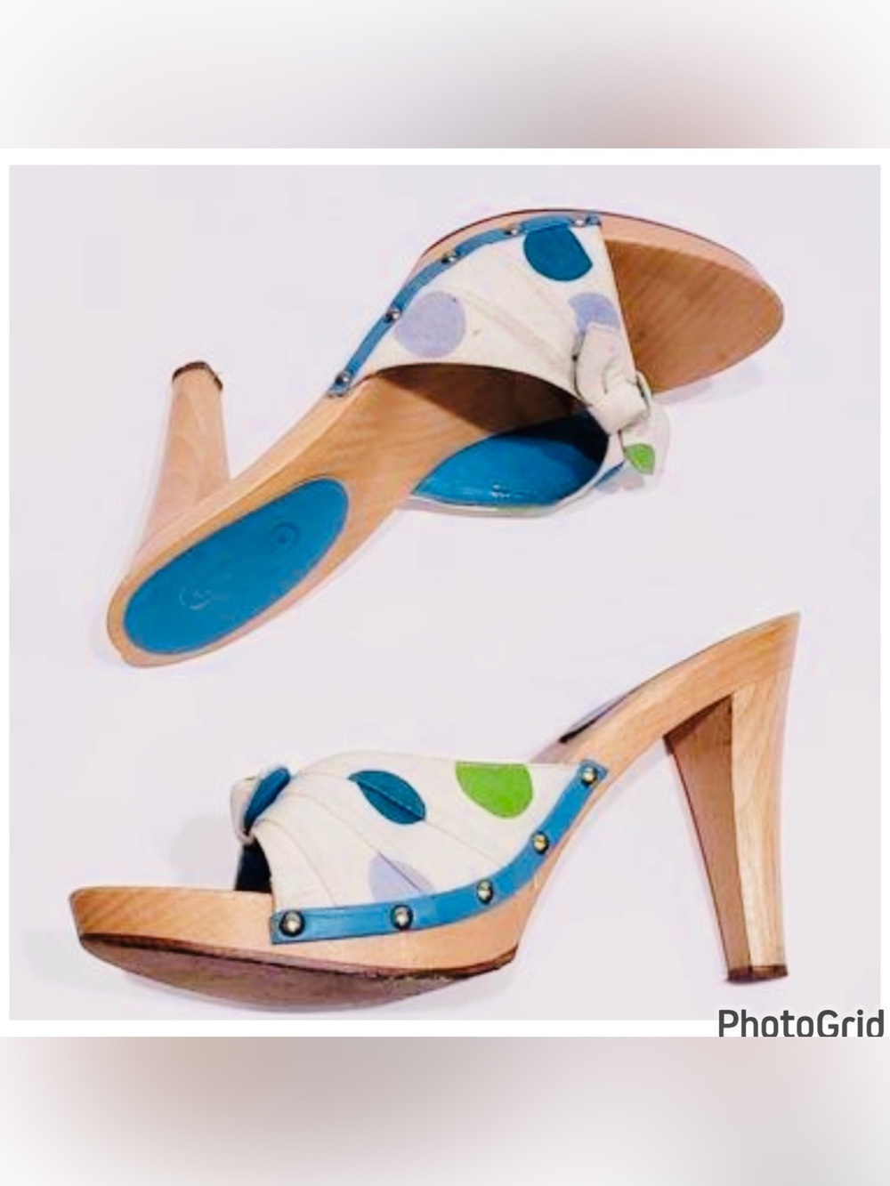 COACH Polka-Dot Wood Heel Mules 8